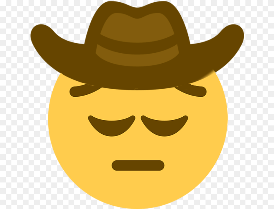 Pensivecowboy Discord Emoji Dlpngcom Sad Cowboy Emoji Transparent, Hat, Clothing, Cowboy Hat, Face Free Png