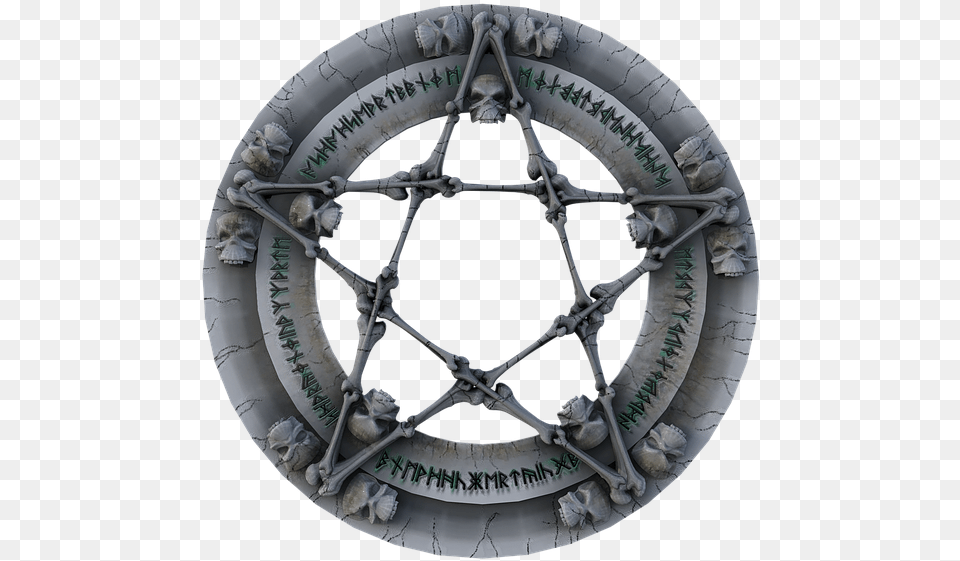 Pentagram Evil Mystery Clock Magic Circle, Alloy Wheel, Vehicle, Transportation, Tire Free Png Download
