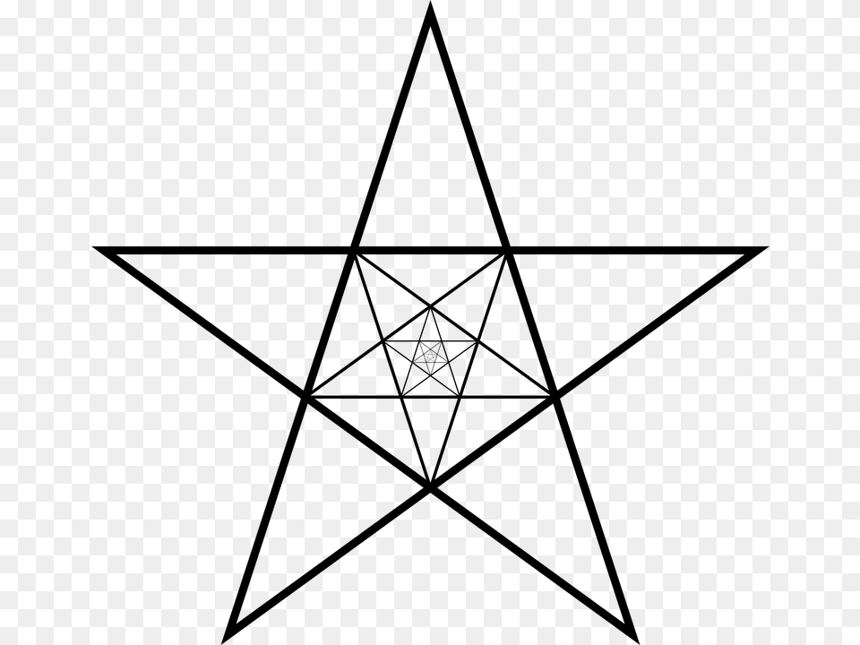 Pentagram Star Symbol Pentagon Magic Star In 2 Circles, Gray Free Transparent Png