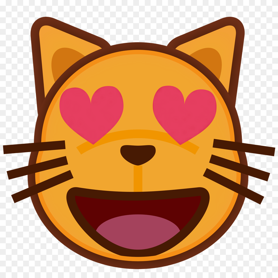 Peo Smiling Cat Face With Heart Shaped Eyes Free Png Download