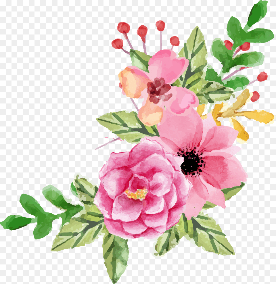 Peony Simple Clipart Pink Watercolor Flower Background, Plant, Flower Arrangement, Flower Bouquet, Rose Free Png Download
