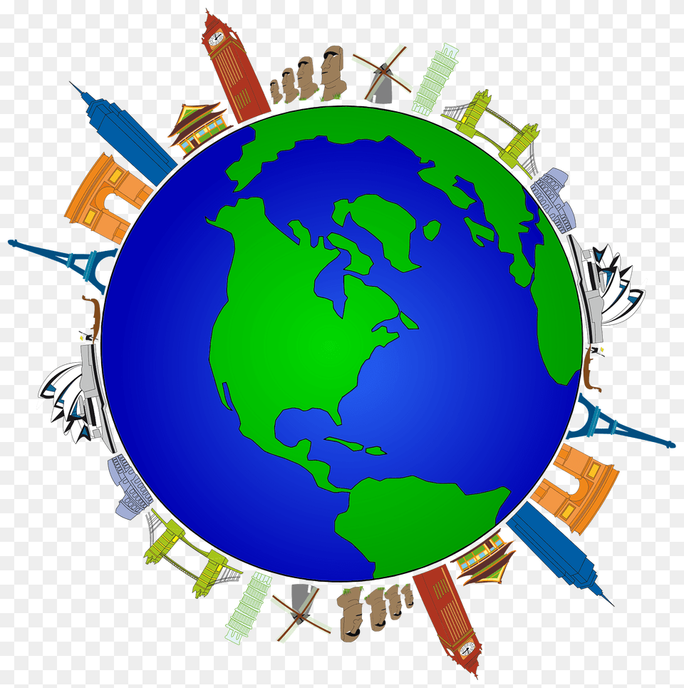 People And Cities Surrounding A Globe Clipart, Astronomy, Outer Space, Planet, Fire Free Transparent Png