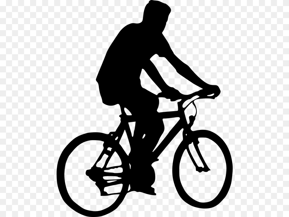 People Bike Silhouette, Gray Free Png Download