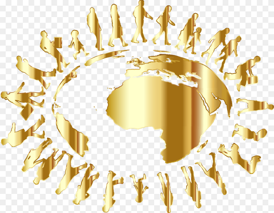 People Circling Around The Earth Gold Clip Arts, Person, Baby, Logo Free Png Download