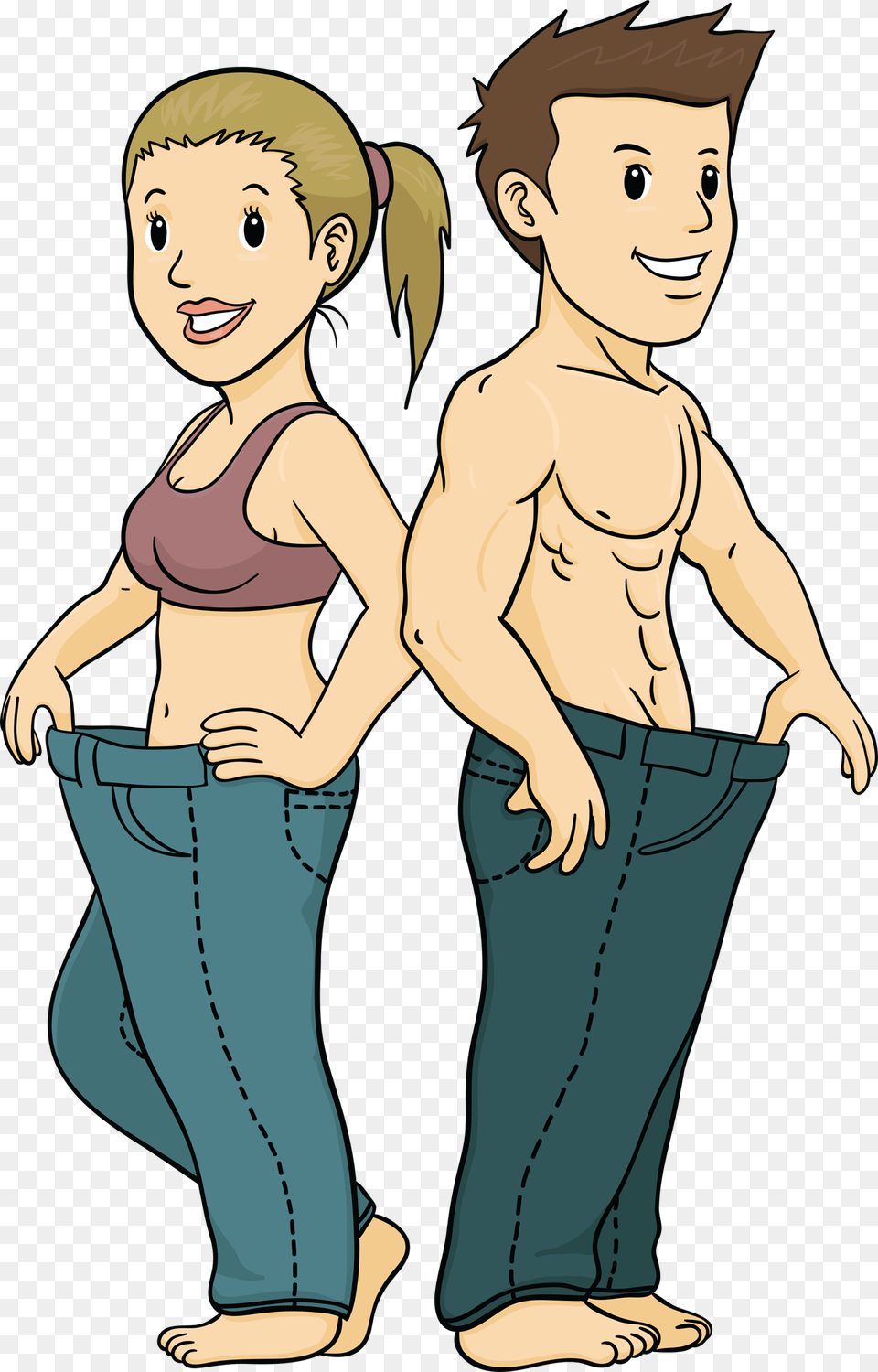 People Clipart Losing Weight Lose Belly Fat Cartoon, Clothing, Pants, Baby, Person Free Png Download