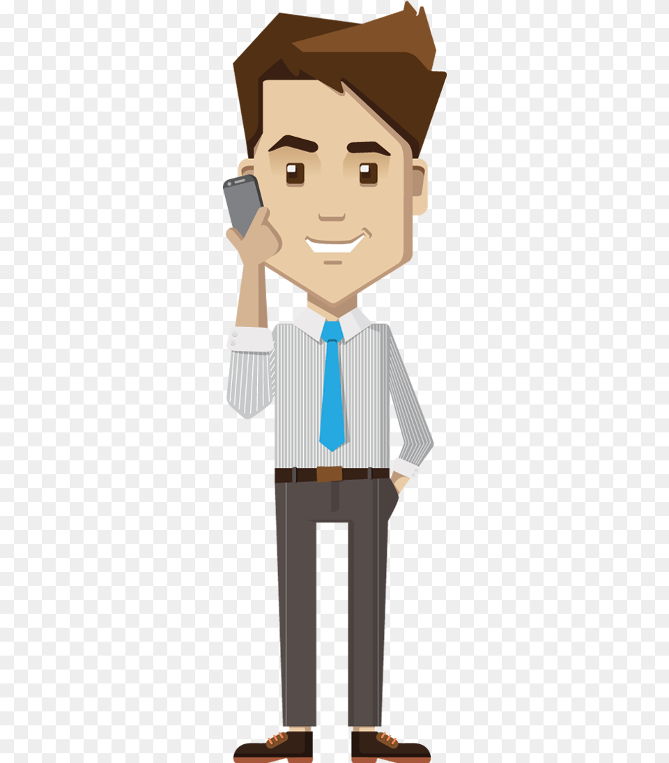 People Clipart Phone Person Thinking Cartoon, Accessories, Tie, Formal Wear, Clothing Free Png Download