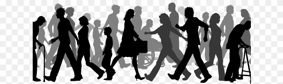 People Counting From V Count Crowd Of People Walking Silhouette, Person, Adult, Man, Male Free Transparent Png