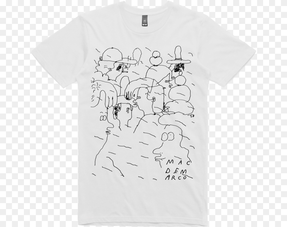 People Doodle White T Shirt Mac Demarco Shirt Art, Clothing, T-shirt, Face, Head Free Png