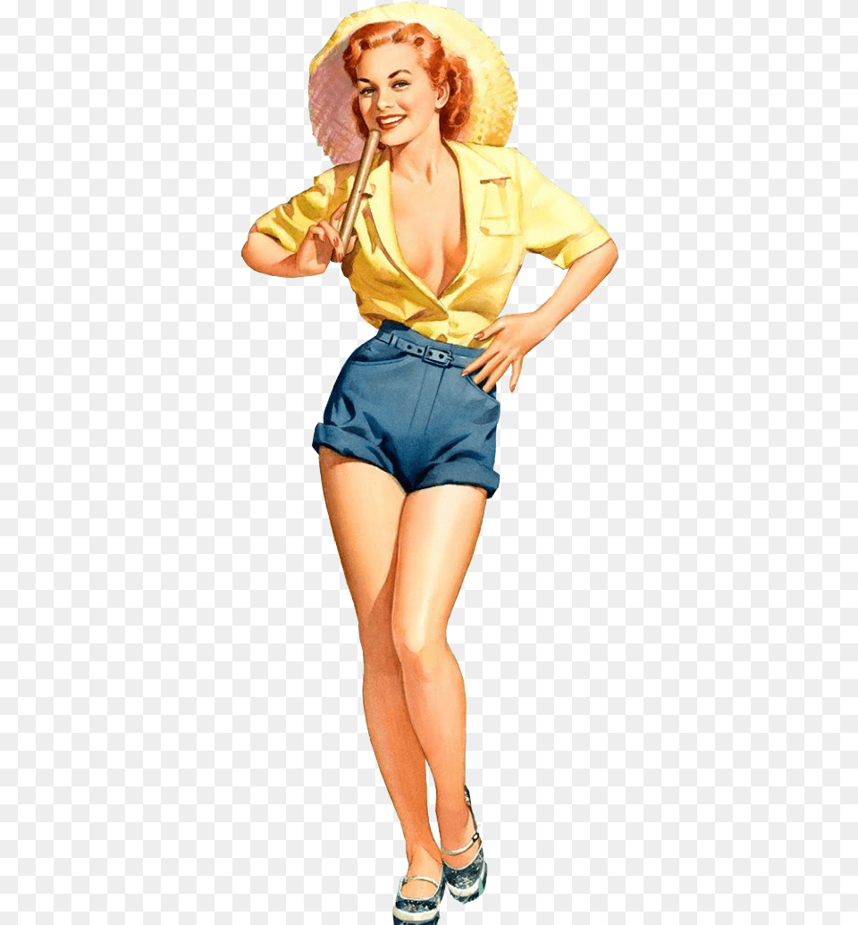 People Entourage Collages Arch Photoshop Sole Woman 1950s American Dream, Hat, Shorts, Clothing, Person Png