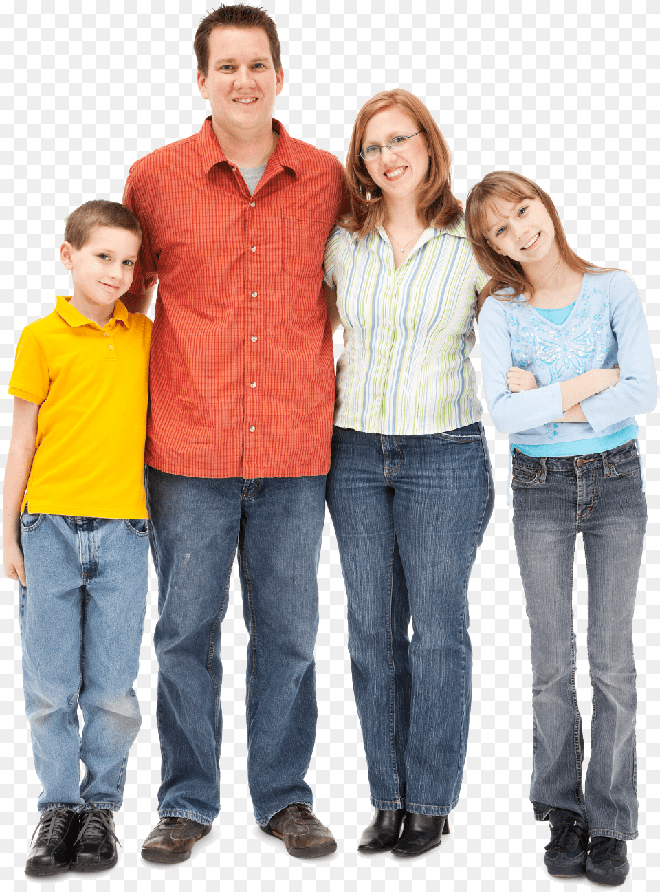 People Happy Family Standing, Jeans, Pants, Person, Shirt Free Png