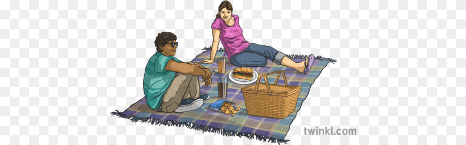 People Having A Picnic Illustration Twinkl Sitting, Person, Fun, Leisure Activities, Basket Free Png Download