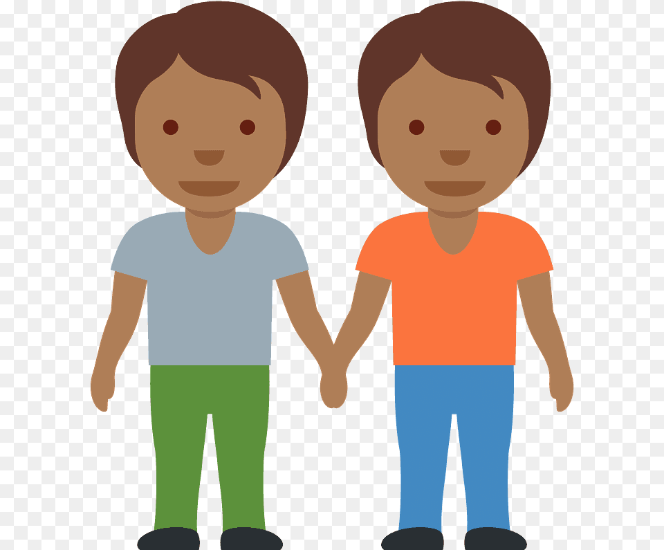 People Holding Hands Emoji Clipart Imagenes De Dos Personas Animadas, T-shirt, Pants, Clothing, Person Png Image