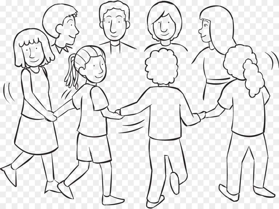 People Holding Hands In Circle Rotating Quickly As People Holding Hands In Circle Drawing, Art, Person, Baby, Head Png Image
