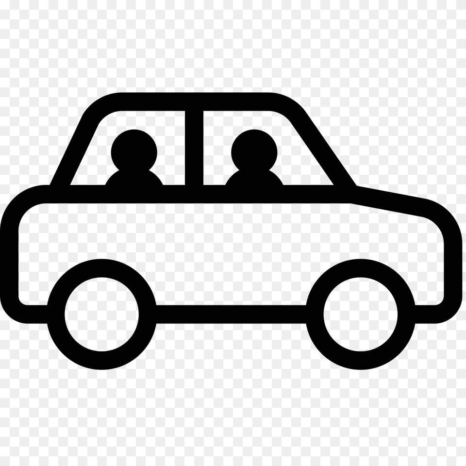 People In Car Side View Icon, Gray Png