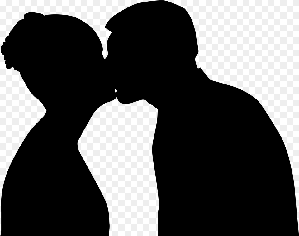People Kissing Clipart, Gray Free Transparent Png