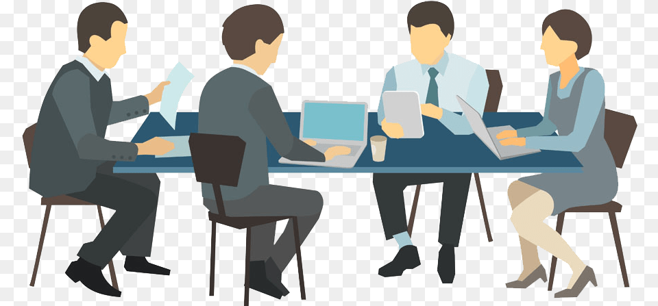 People Meeting Business Illustration Desk Free Photo Meeting, Interview, Lecture, Indoors, Person Png