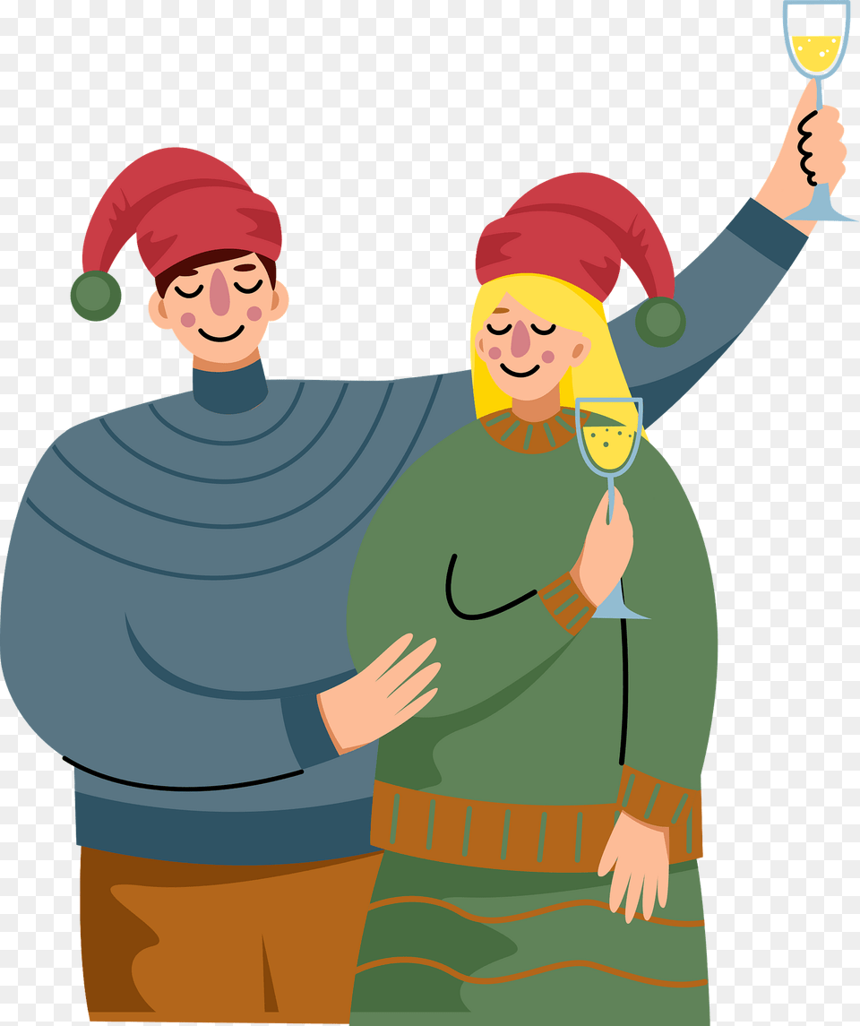 People On Christmas Party Clipart, Cap, Clothing, Hat, Person Png Image