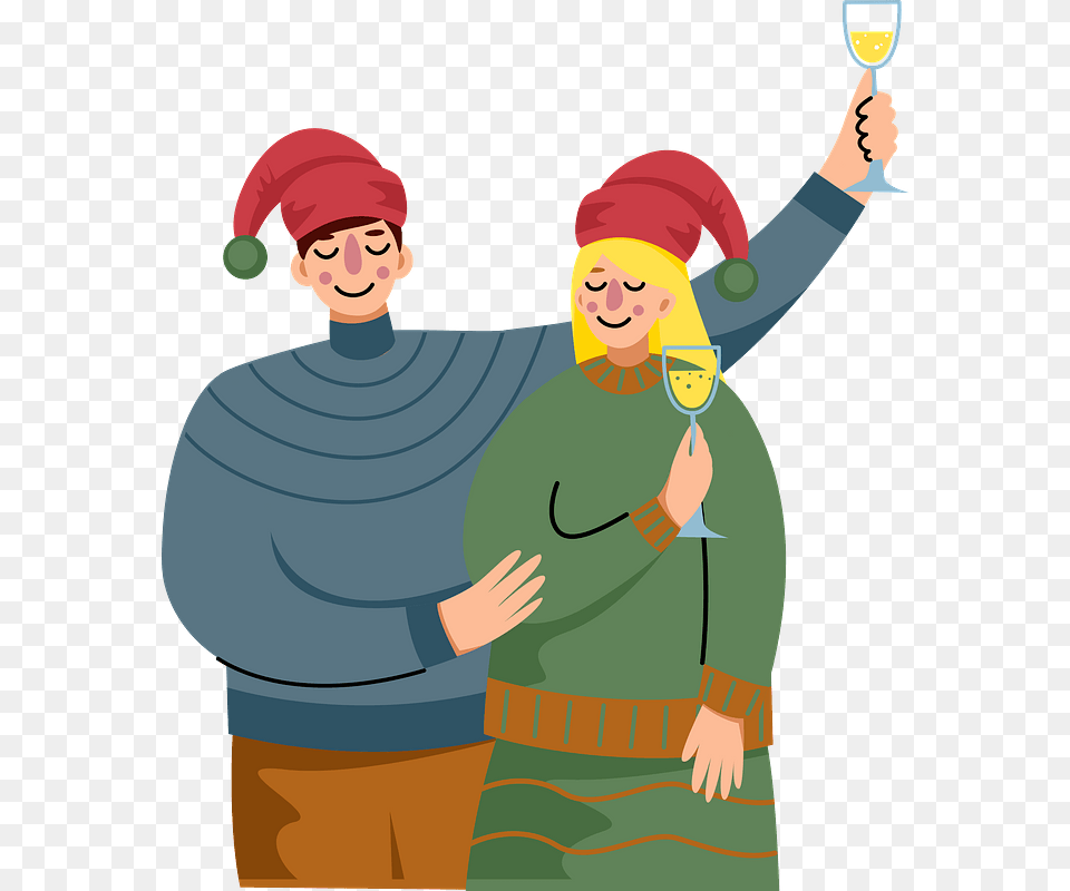 People On Christmas Party Clipart Cartoon, Cap, Clothing, Hat, Person Free Png Download