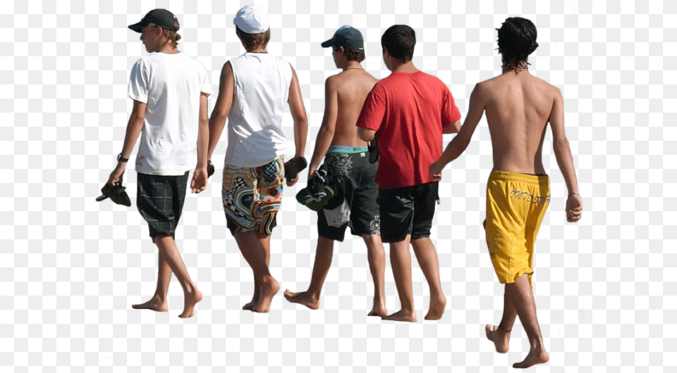 People On The Beach, Shorts, Back, Body Part, T-shirt Free Png