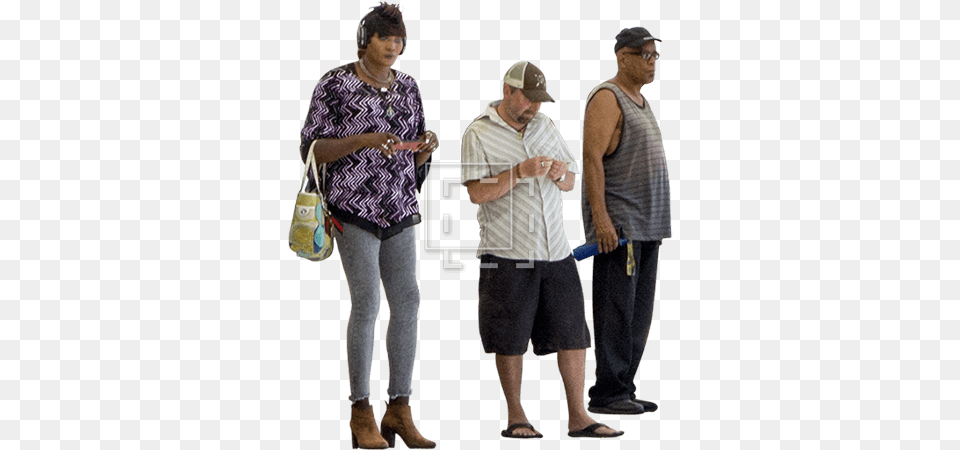 People People At Bus Stop, Accessories, Pants, Hat, Handbag Free Png Download