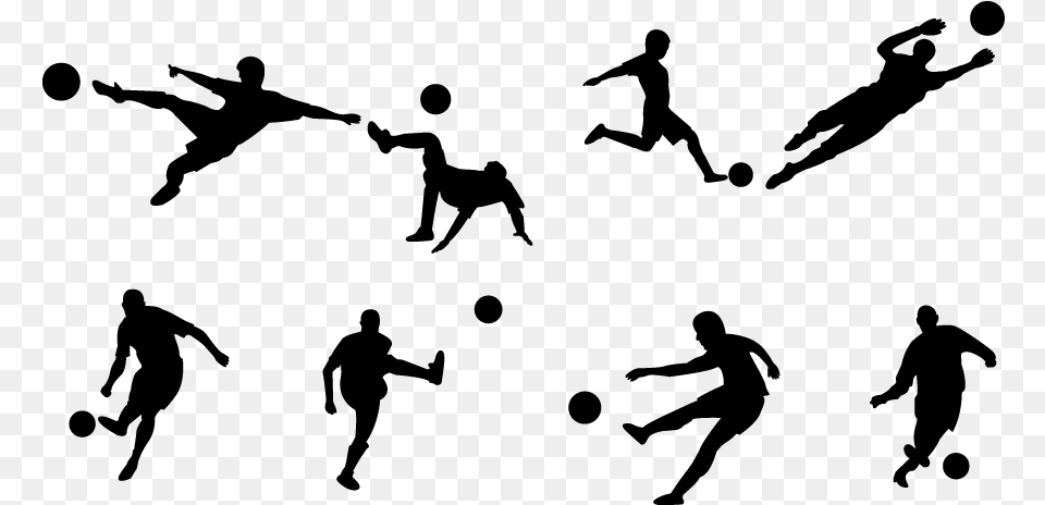 People Playing Football Vector, Gray Free Png Download