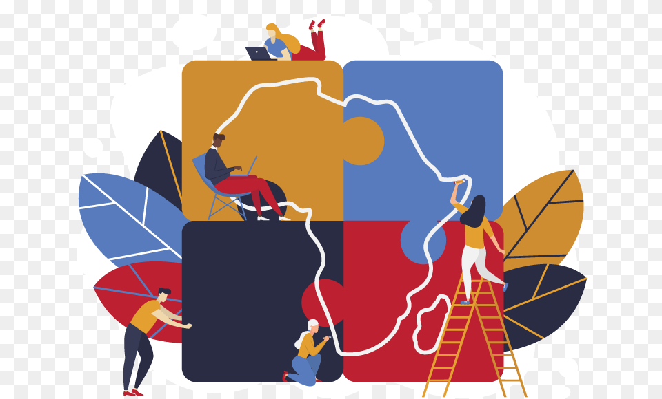 People Putting Together The Puzzle Pieces To Make The Illustration, Art, Graphics, Adult, Person Free Png