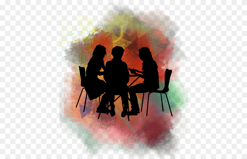 People Sat Talking Silhouette People Sitting At Tables, Art, Modern Art, Person, Adult Png