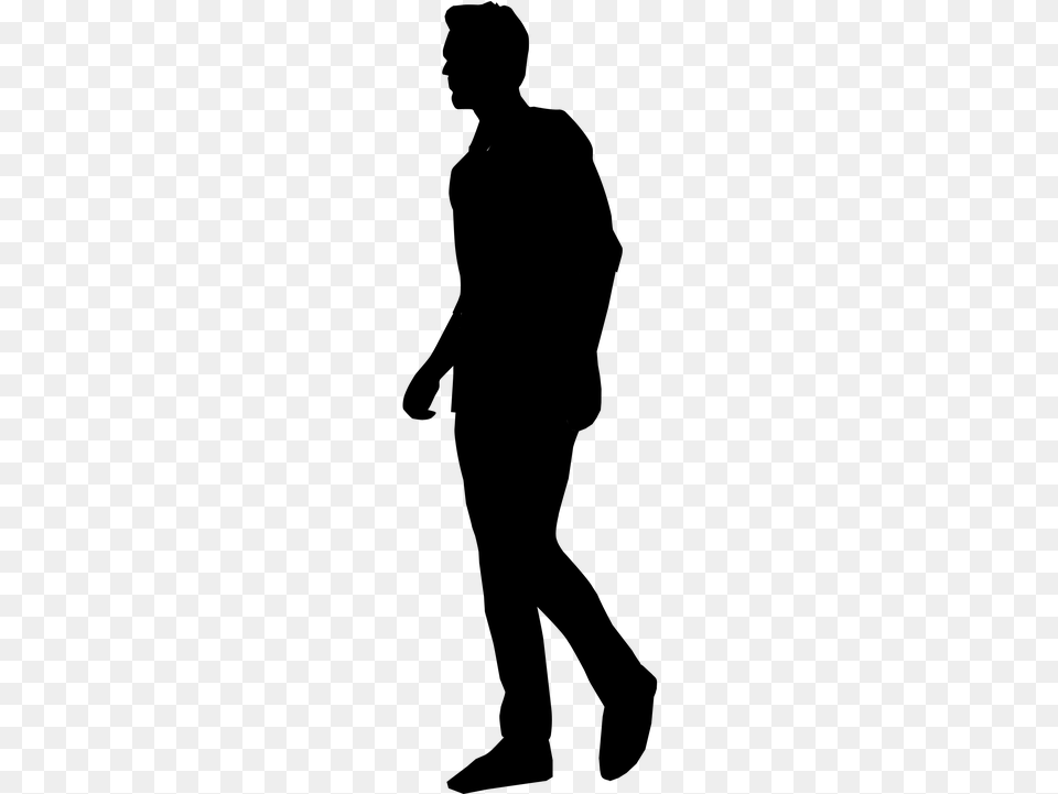 People Silhouette Clipart Tall Man Silhouette Walking, Gray Png