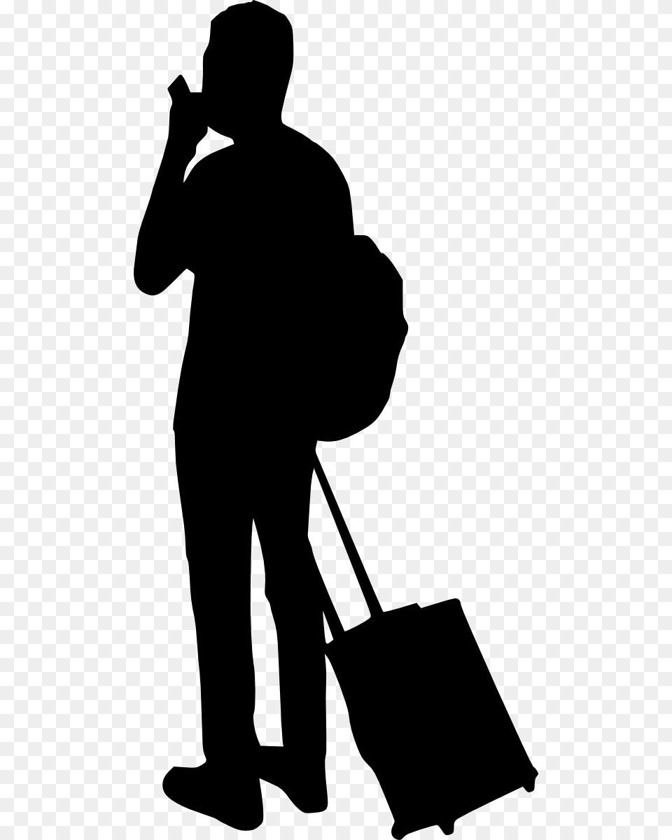 People Silhouette Luggage, Adult, Male, Man, Person Free Png Download