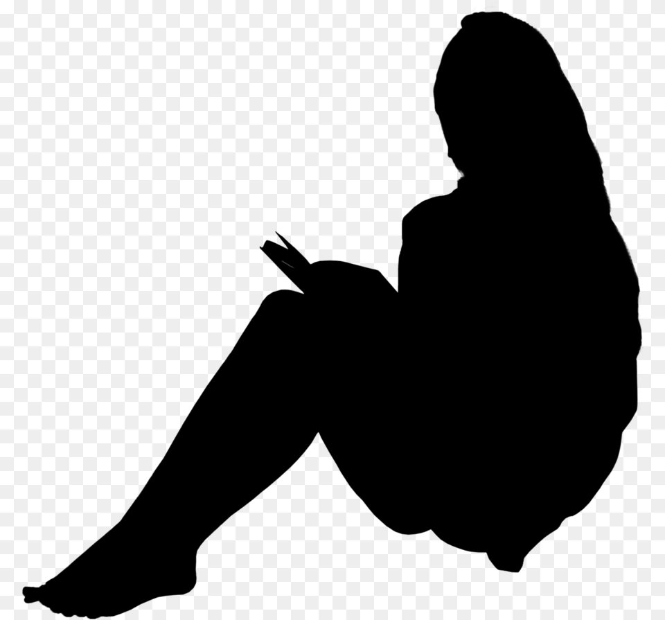 People Silhouette Sitting, Gray Free Png