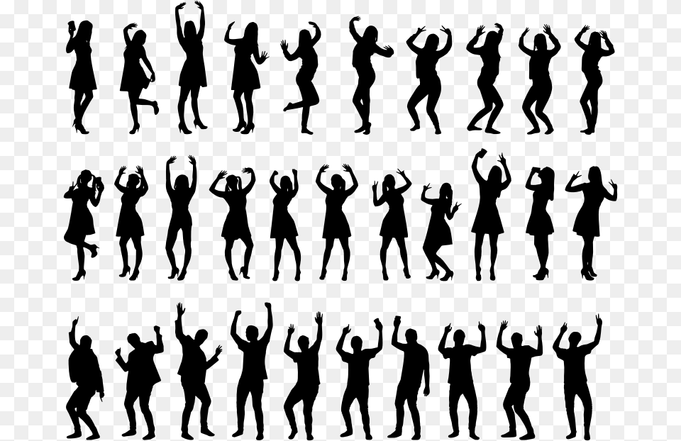 People Silhouettes Person Dancing Silhouette Party, Gray Free Transparent Png