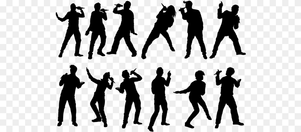 People Singing Silhouettes Vector Band Singer Free Vector, Gray Png