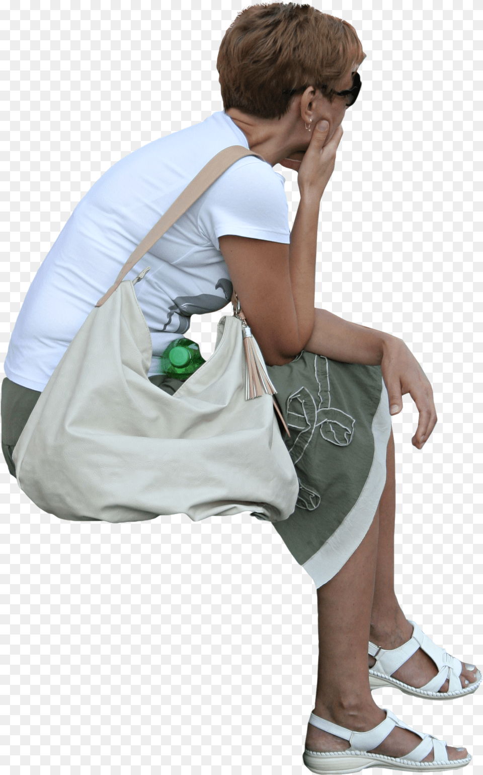 People Sitting, Accessories, Bag, Clothing, Footwear Png Image