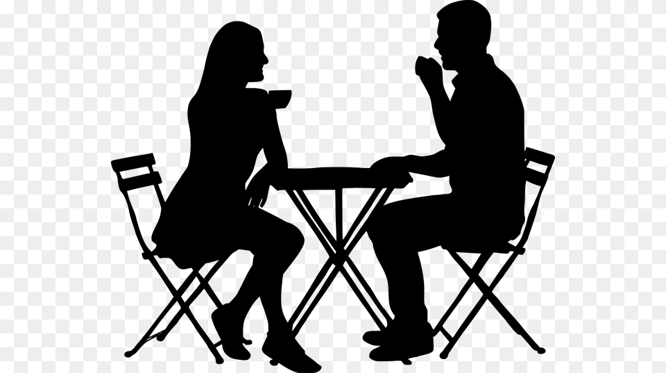 People Sitting At Table Silhouette, Gray Free Png