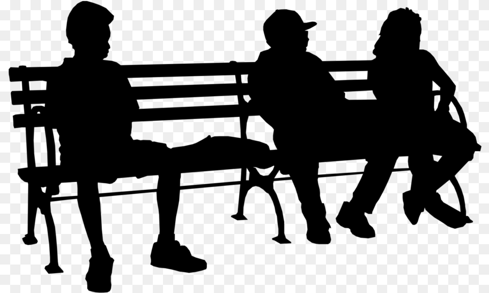 People Sitting At Table Silhouette People Sitting On Bench Silhouette, Gray Free Png Download