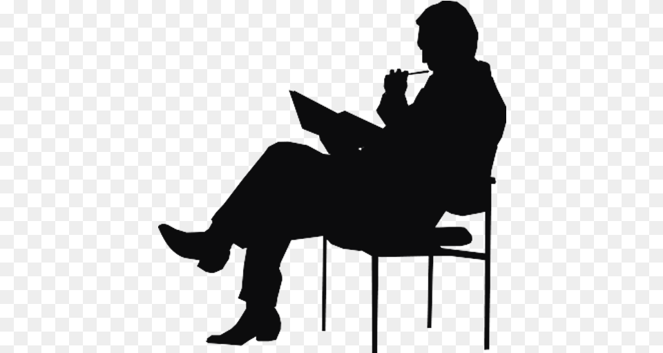 People Sitting At Table Silhouette Sitting On A Chair Silhouette, Person, Reading Png Image