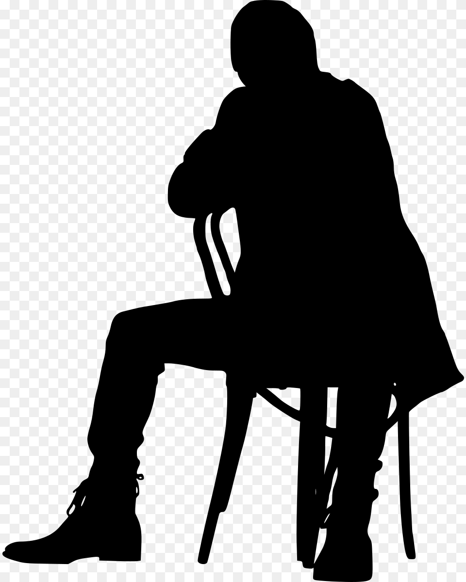People Sitting Back Man Sitting On A Chair Silhouette, Gray Png