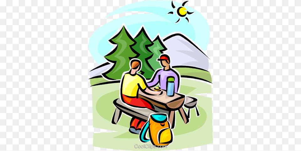 People Sitting People Using Picnic Table Clipart, Book, Publication, Art, Plant Png