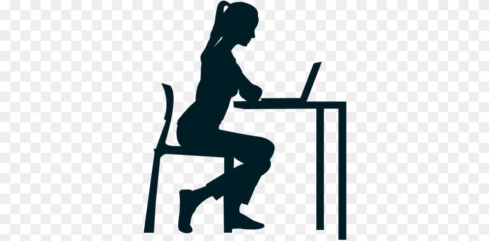People Sitting Silhouette Person At Desk, Kneeling Free Png