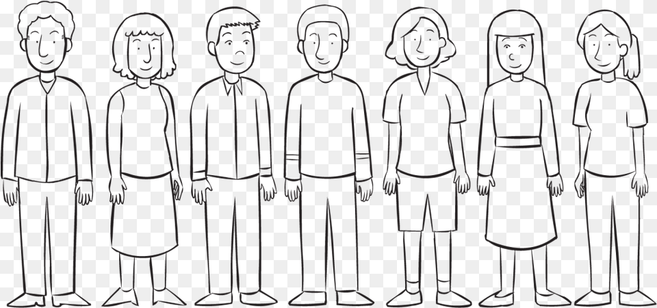 People Standing In A Line As The Starting Point Of Line Art, Fashion, Person, Face, Head Free Png