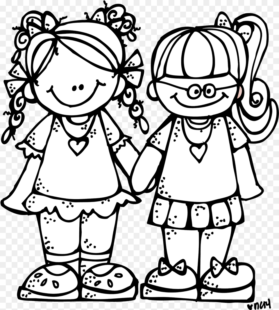People Talking Black And White Two Friends Clipart Black And White, Book, Comics, Publication, Baby Png Image