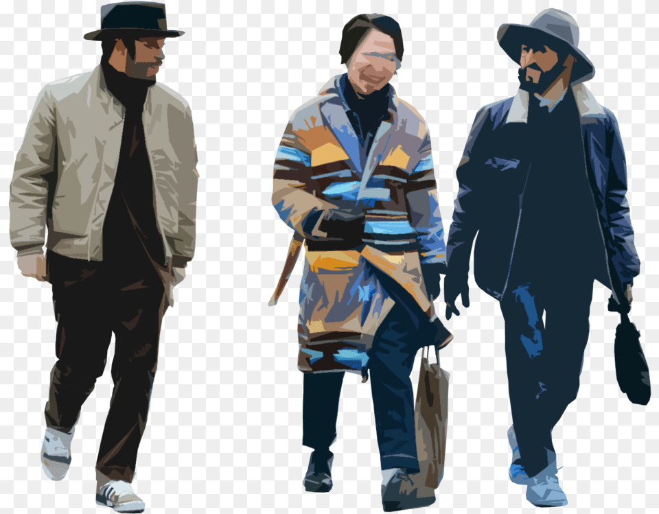 People Walking Away Nonscandinavia Japanese Cut Out People, Hat, Long Sleeve, Jacket, Clothing Png