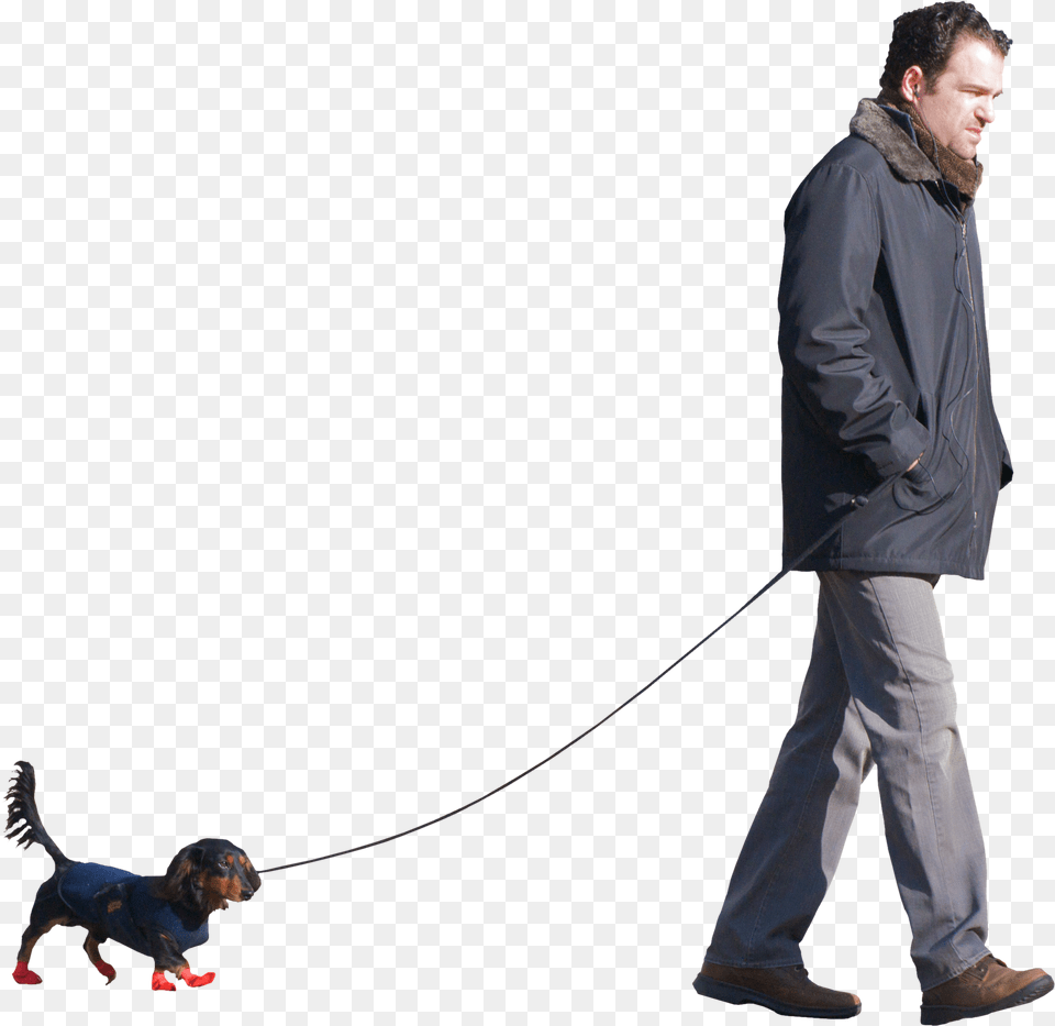 People Walking Dog Man Walking Dog, Clothing, Coat, Adult, Person Png Image