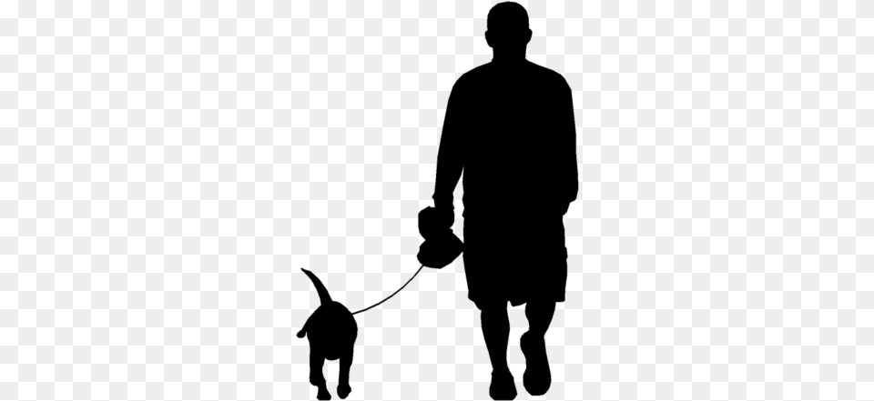 People Walking Dog Silhouette, Gray Free Transparent Png