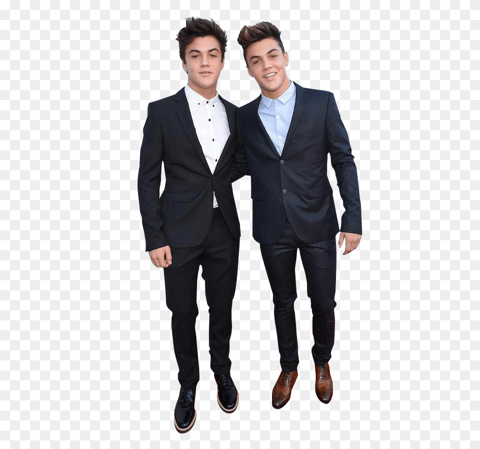 People Walking Dolan Twins In Suits Full Ethan Dolan And Brother, Tuxedo, Blazer, Clothing, Coat Png Image