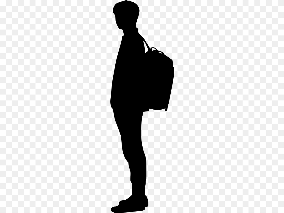 People Walking Silhouette Vector Black On White Royalty Man With Backpack Silhouette, Gray Free Transparent Png