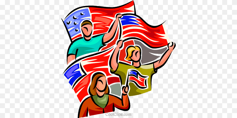 People Waving American Flags Royalty Vector Clip Art, American Flag, Flag, Person, Baby Png Image