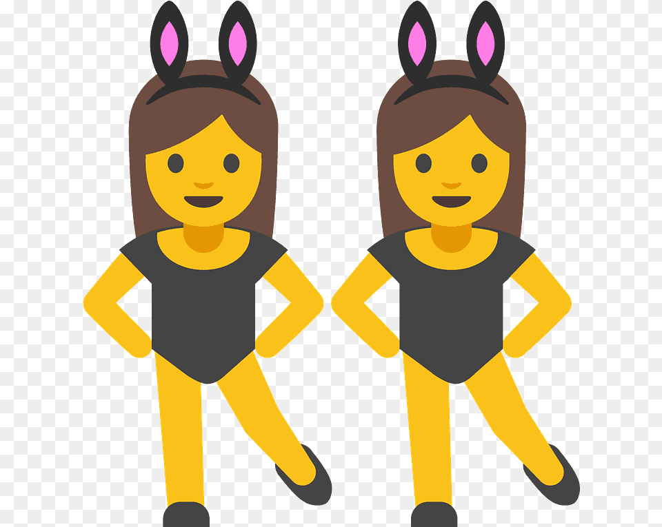 People With Bunny Ears Emoji Clipart Two Girls Dancing Emoji, Baby, Person, Face, Head Free Png Download