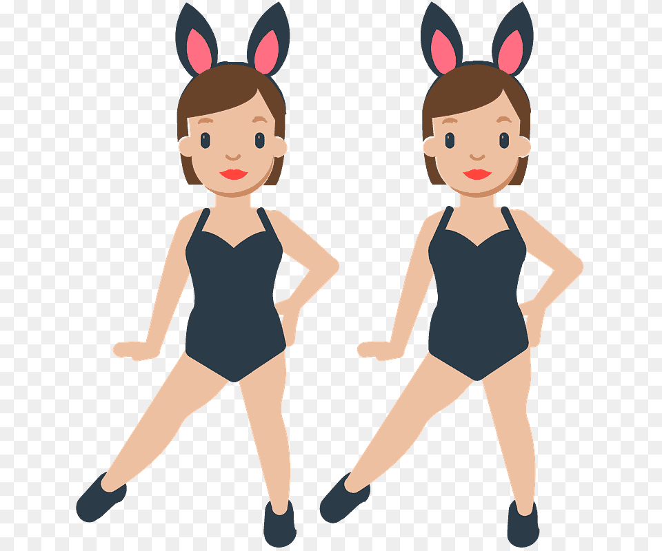 People With Bunny Ears Emoji Woman With Bunny Ears Emoji, Swimwear, Clothing, Person, Leisure Activities Free Png