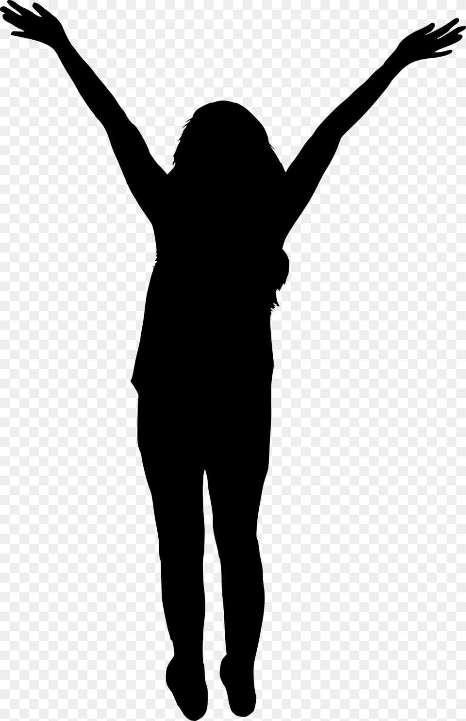 People With Hands Up Silhouette Woman Silhouette Hands Up, Gray Png